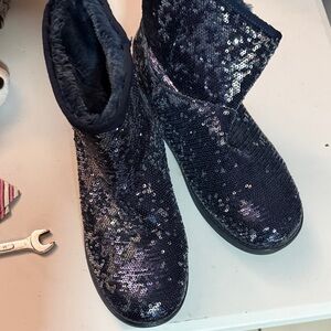 Sequin Ankle Boots - Navy